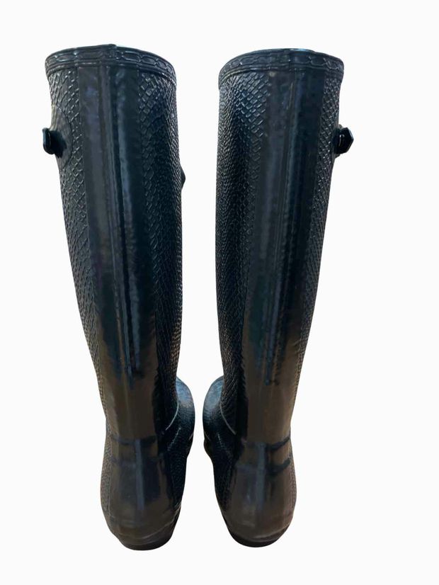 HUNTER BLACK CARNABY BOA SNAKE TALL WELLIES SIZE 7