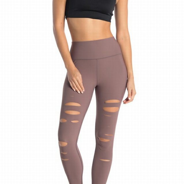 ALO Yoga High Waisted Ripped Warrior Leggings Women’s Size - Large - Gray