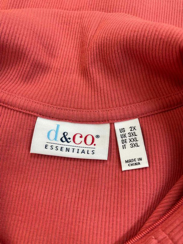 D & CO NEW! 1/2 ZIP PULLOVER CLAY TOP SIZE 2X
