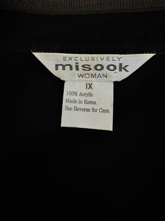 MISOOK MOCK NECK OPEN KNIT BROWN/BLACK JACKET SIZE 1X