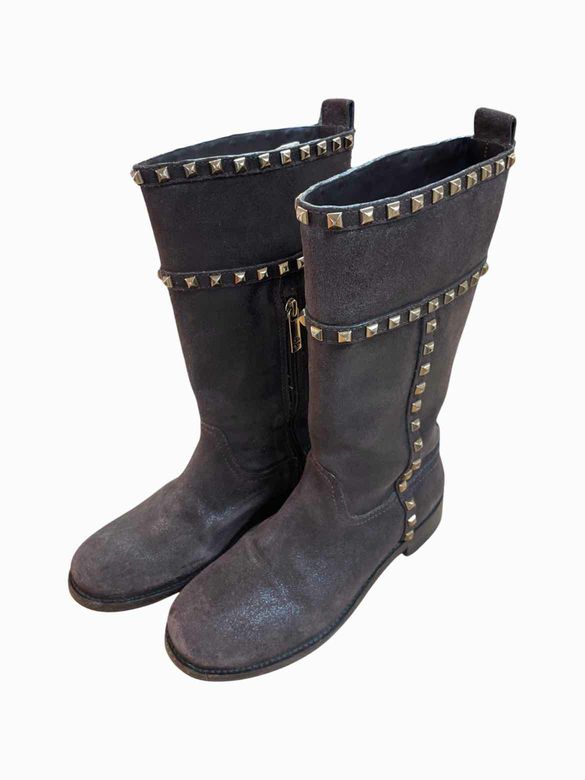 TORY BURCH BROWN SHAUNA DISTRESSED MID SHAFT BOOT