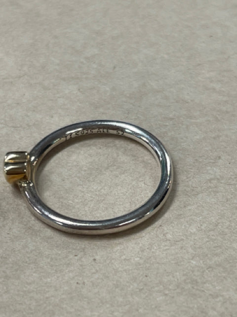 PANDORA TWO TONE GOLD HEART RING 6.5