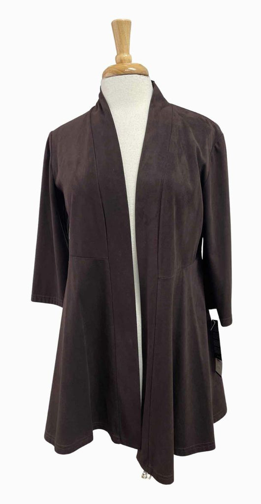 JOSEPH RIBKOFF NWT! SUEDE FEEL DRAPED OPEN COVER UP BROWN CARDIGAN SIZE 12