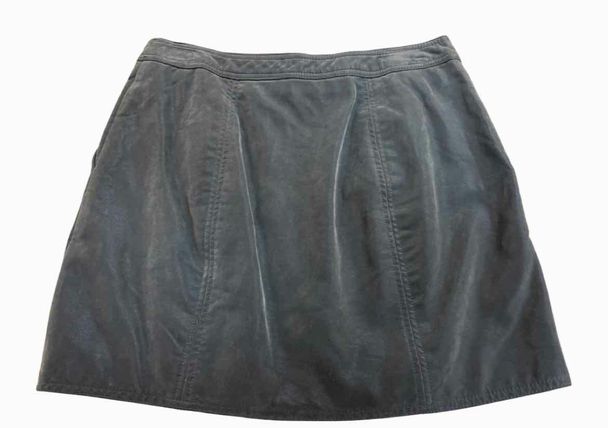 FREE PEOPLE  SUEDE FEEL FRONT ZIP MOTO PEWTER SKIRT SIZE 8