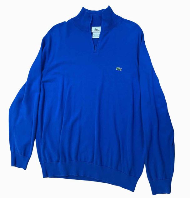 LACOSTE 1/4 ZIP 100% COTTON PULLOVER ROYAL BLUE SWEATERS SIZE 2X