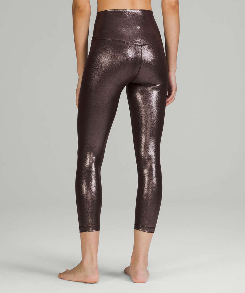 LULULEMON ALIGN HIGH RISE 25" RADIATE FOIL PRINT IN FRENCH PRESS CHOCOLATE PANT SIZE 12