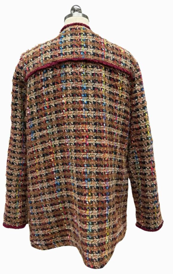 ANTHROPOLOGIE ETTITWA TWEED SNAP BROWNS TOPPER SHACKET COAT SIZE L