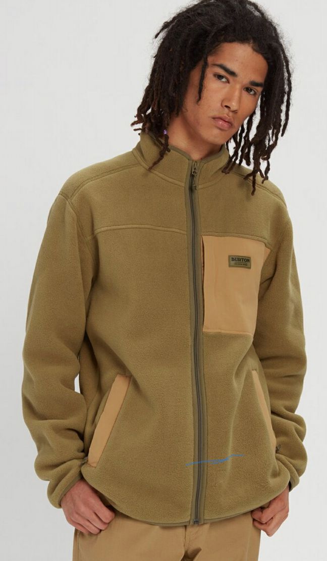 BURTON HEARTH FULL ZIP FLEECE OLIVE MJACKET SIZE XXLARGE