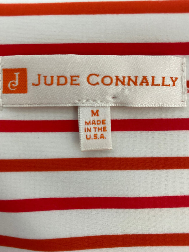 JUDE CONNALLY RED/WHITE STRIPED TIE SLEEVE SHIFT DRESS SIZE M