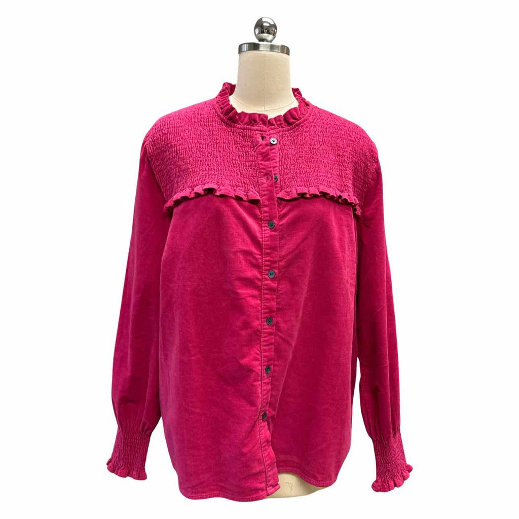 BODEN NWT! RUFFLE LINED V-NECK LS PINK TOP SIZE 14