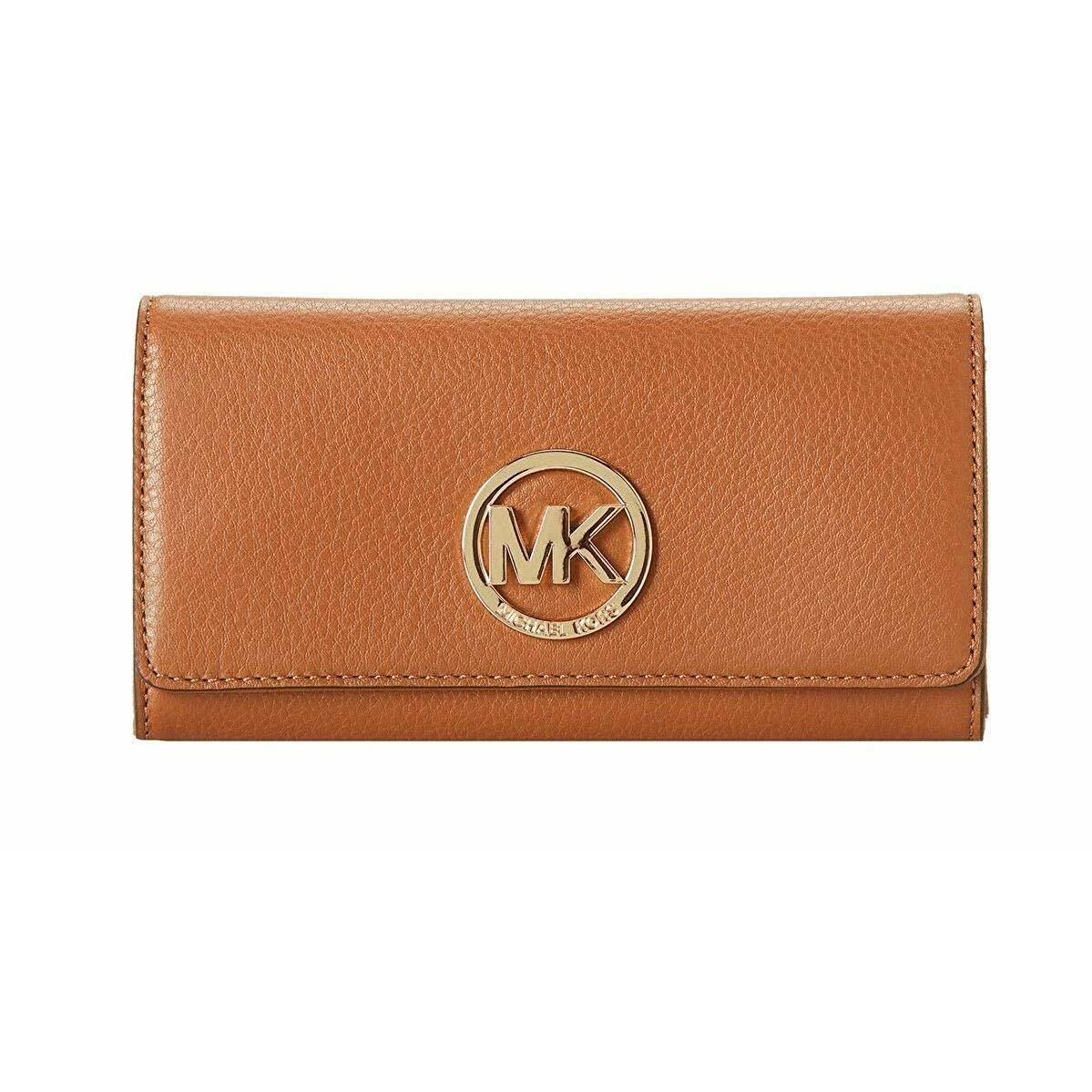 MICHAEL KORS BEIGE/BROWN LARGE MULTIFUNCTION JET SET LOGO POCKET