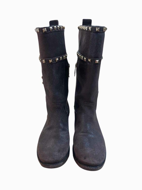 TORY BURCH BROWN SHAUNA DISTRESSED MID SHAFT BOOT