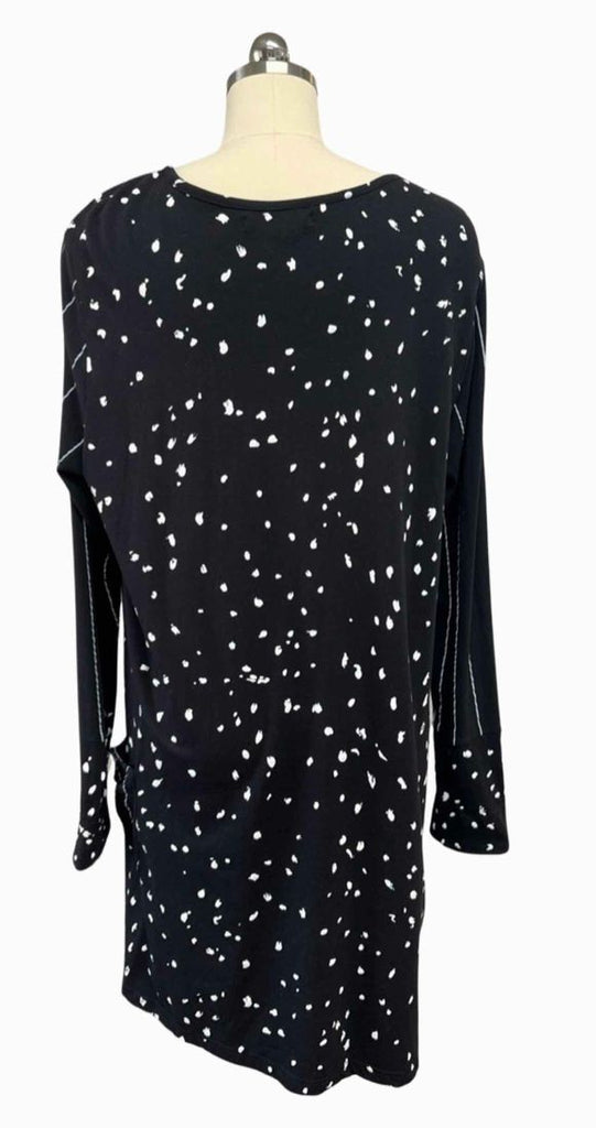 SNAPDRAGON&TWIG LAGENLOOK ART TO WEAR DRAPED BLACK/WHITE TUNIC TOP SIZE L