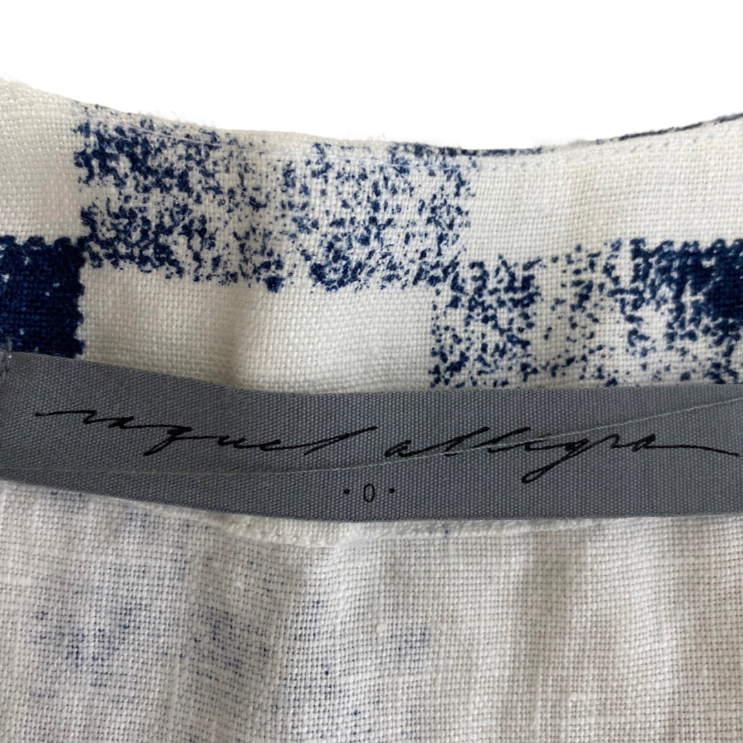 RAQUEL ALLEGRA BLUE/WHITE CHECKERED MIDI DRESS SIZE 0
