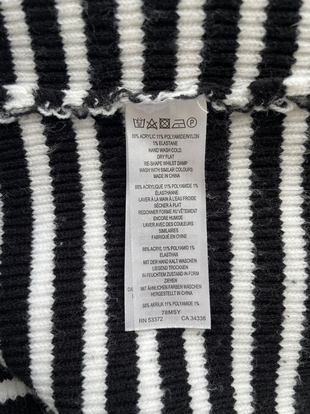 FRENCH CONNECTION STRIPED COWL NECK BLACK/WHITE SWEATER SIZE S