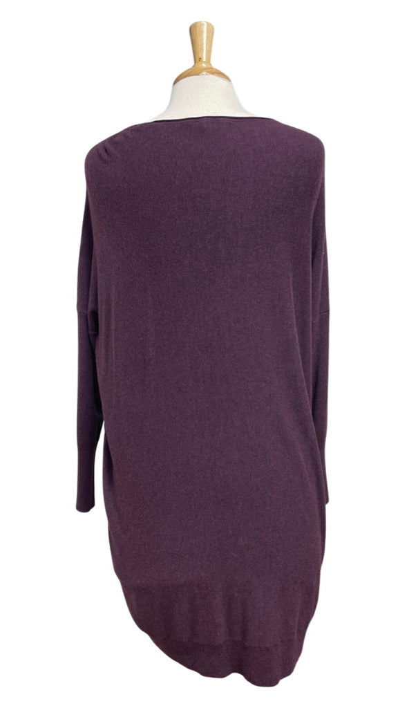 EILEEN FISHER LS MAROON TUNIC SWEATER SIZE S