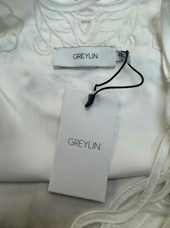 GREYLIN NWT! ISABELLA OPEN CUT WHITE EMBROIDERED CAMI SIZE L