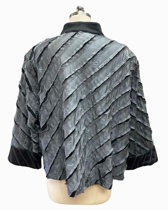 CUPCAKE BOUTIQUE LAGENLOOK ART-TO-WEAR TEXTURED GRAY/BLACK TOPPER JACKET SIZE L