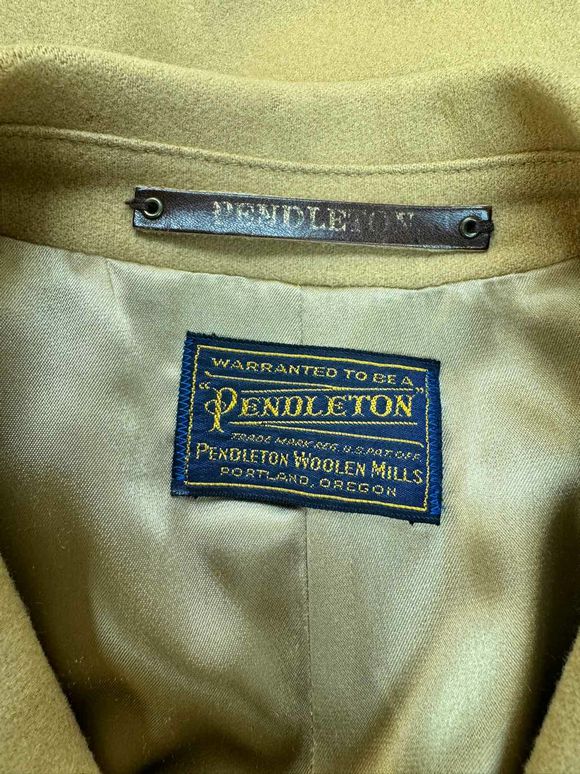 PENDLETON WOOL BELTED TRENCH TAN COAT SIZE L