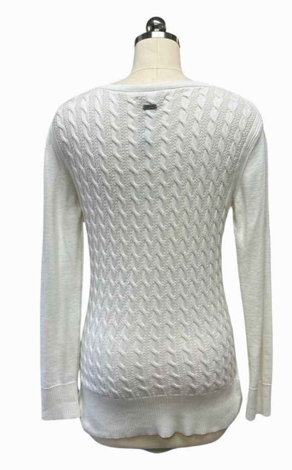 BARBOUR NEW! PRUDHOE KNIT CABLEKNIT SWEATER IN CLOUD WHITE SIZE 10
