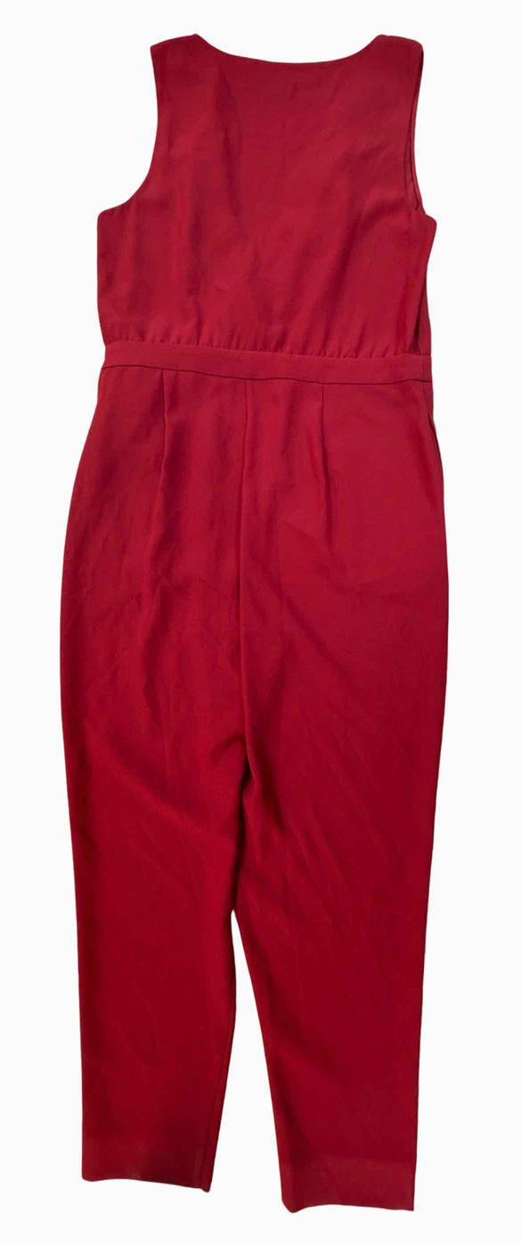 DIANE VON FURSTENBERG EEVELESS CROSSOVER TIE WAIST RED JUMPSUIT SIZE 14