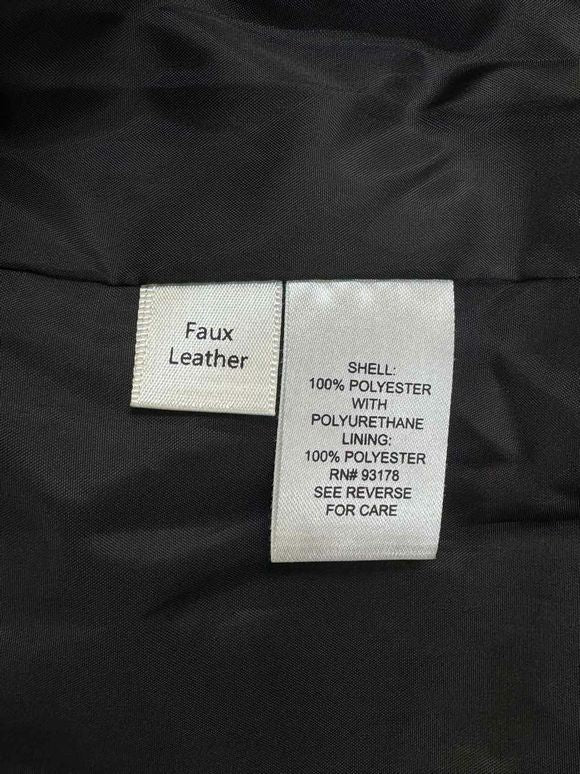 TRUTH FAUX LEATHER PLEATED PUFF SLEEVE BLACK JACKET SIZE L