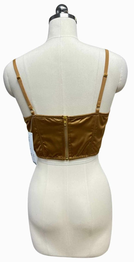 URBAN OUTFITTERS NWT! LEXI SATIN COWL FRONT CORSET GOLD TOP SIZE M