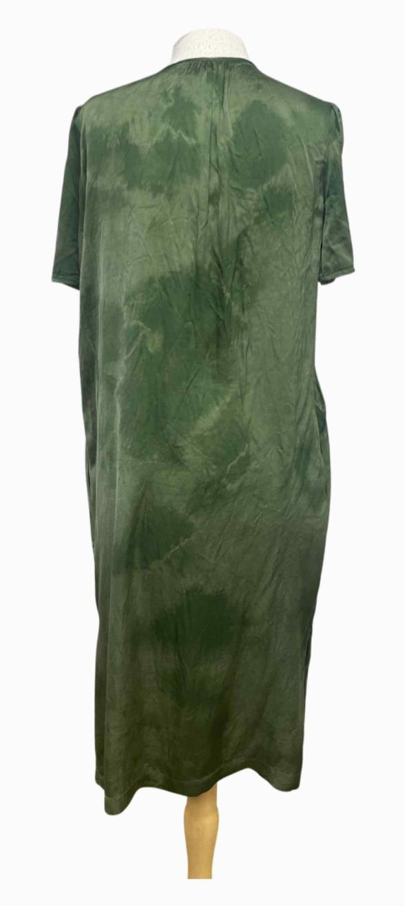 RAQUEL ALLEGRA ARMY CLOUDWASH MATTE SATIN LILAKOI ARMY GREEN DRESS SIZE 0
