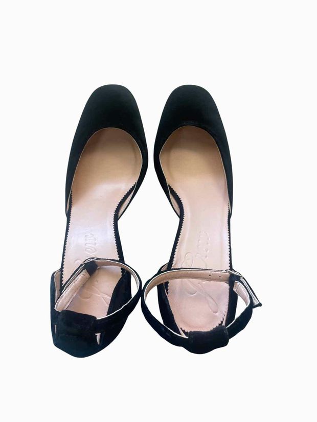 JCREW BLACK MAISIE STUDDED VELOUR BLOCK HEEL SIZE 9.5