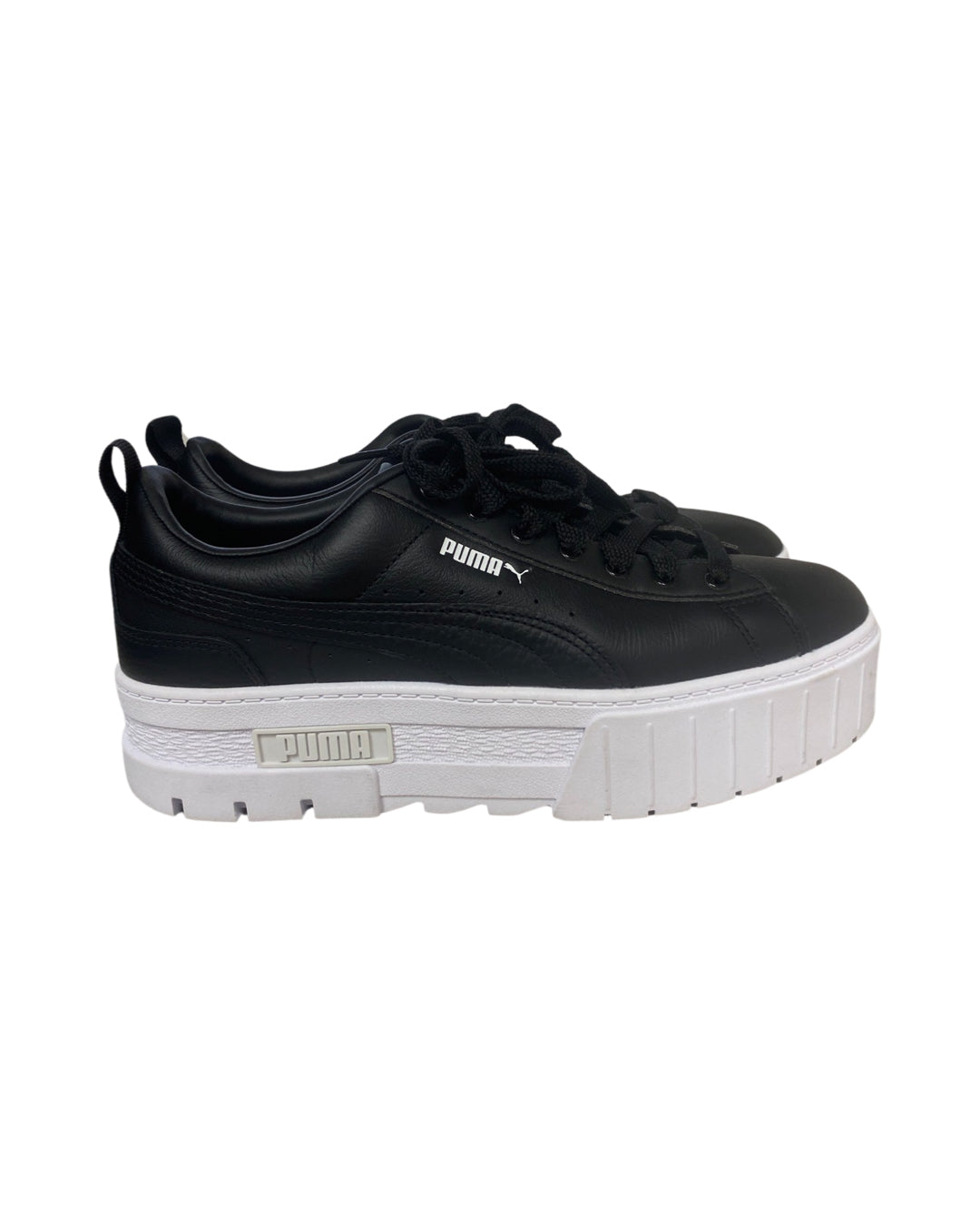 WOMENS PUMA BLACK MAYZE PLATFORM SUEDE SNEAKERS SIZE 9.5