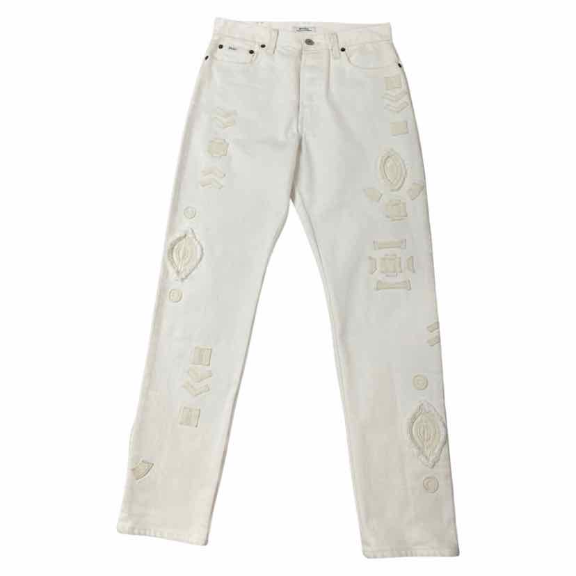 POLO BY RALPH LAUREN WHITE GEOMETRIC EMBOSSED DENIM JEANS SIZE 27