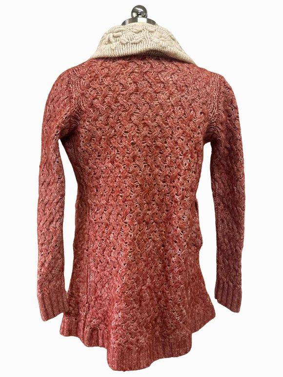 ANTHROPOLOGIE KNITTED & KNOTTED COWL NECK CROCHET BURNET ORGANE CARDIGAN SIZE XS