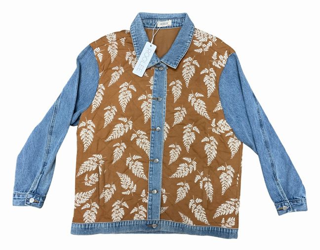 ROOLEE NWT! QUILTED PRINT DENIM JACKET SIZE L