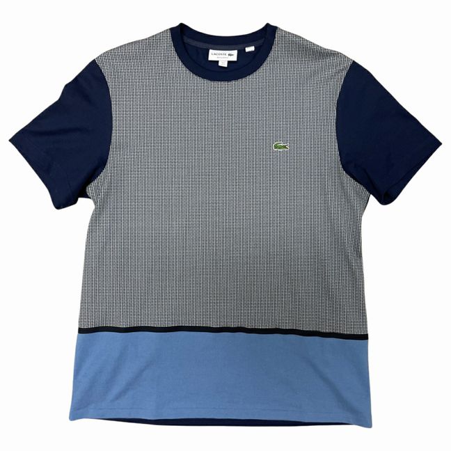 LACOSTE REGULAR FIT CREW NECK COLOUR BLOCK HOUNDSTOOTH TOP SIZE L