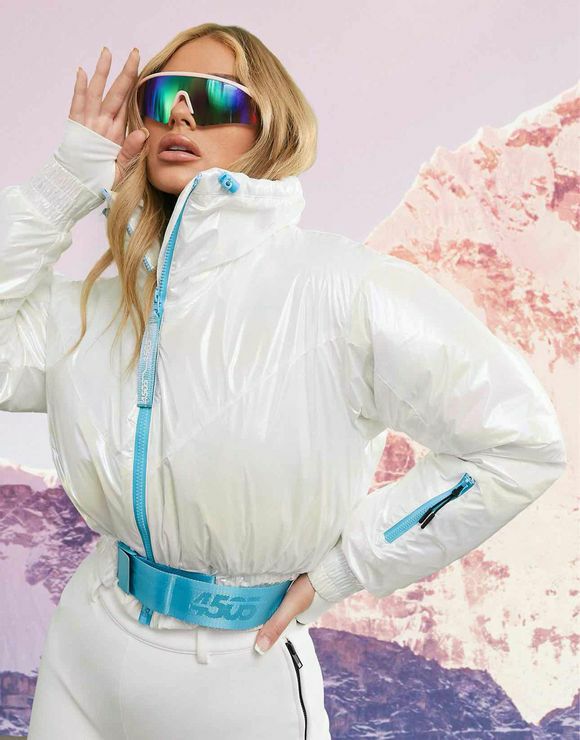 ASOS 4505 SKI SNOW METALLIC WHITE JACKET SIZE S