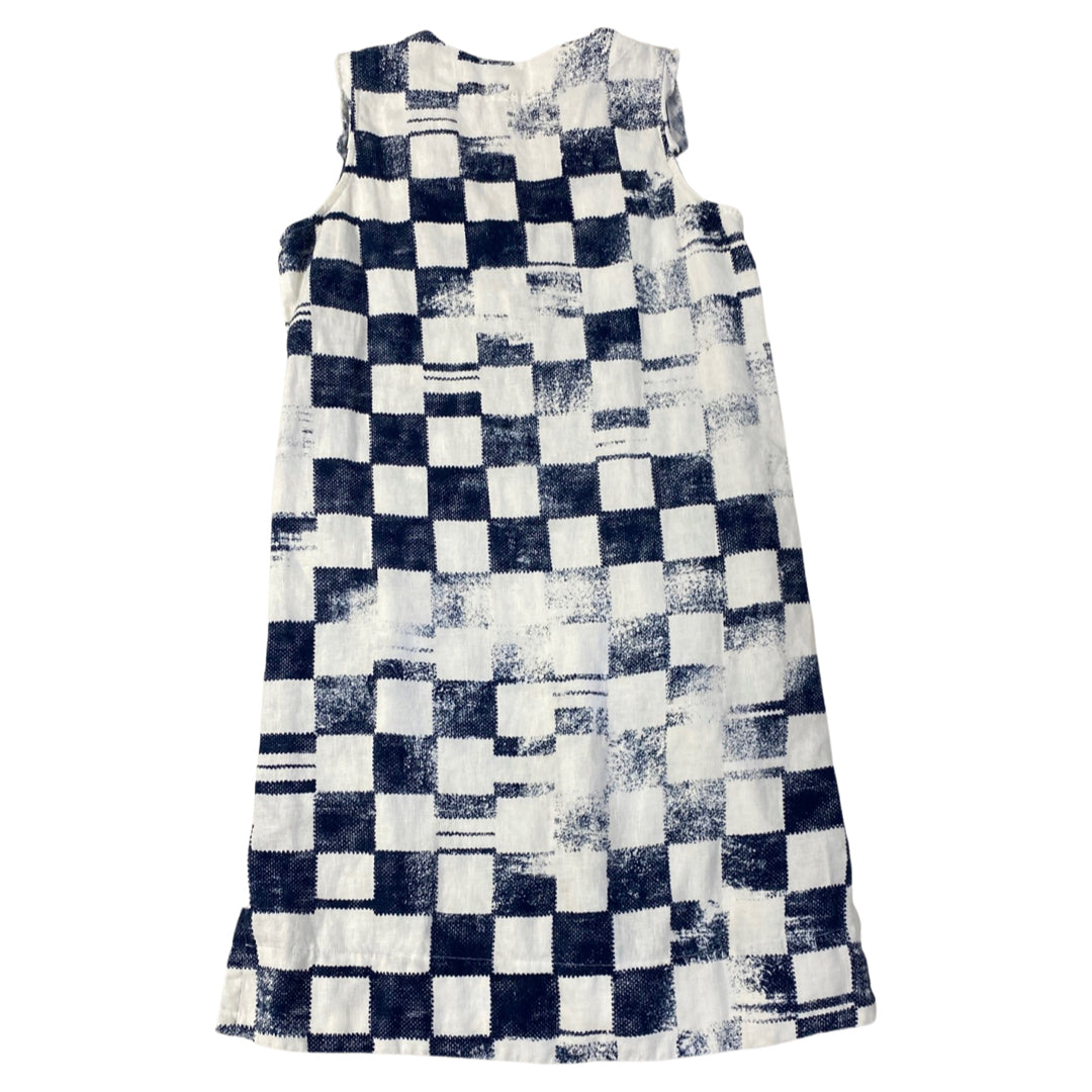 RAQUEL ALLEGRA BLUE/WHITE CHECKERED MIDI DRESS SIZE 0