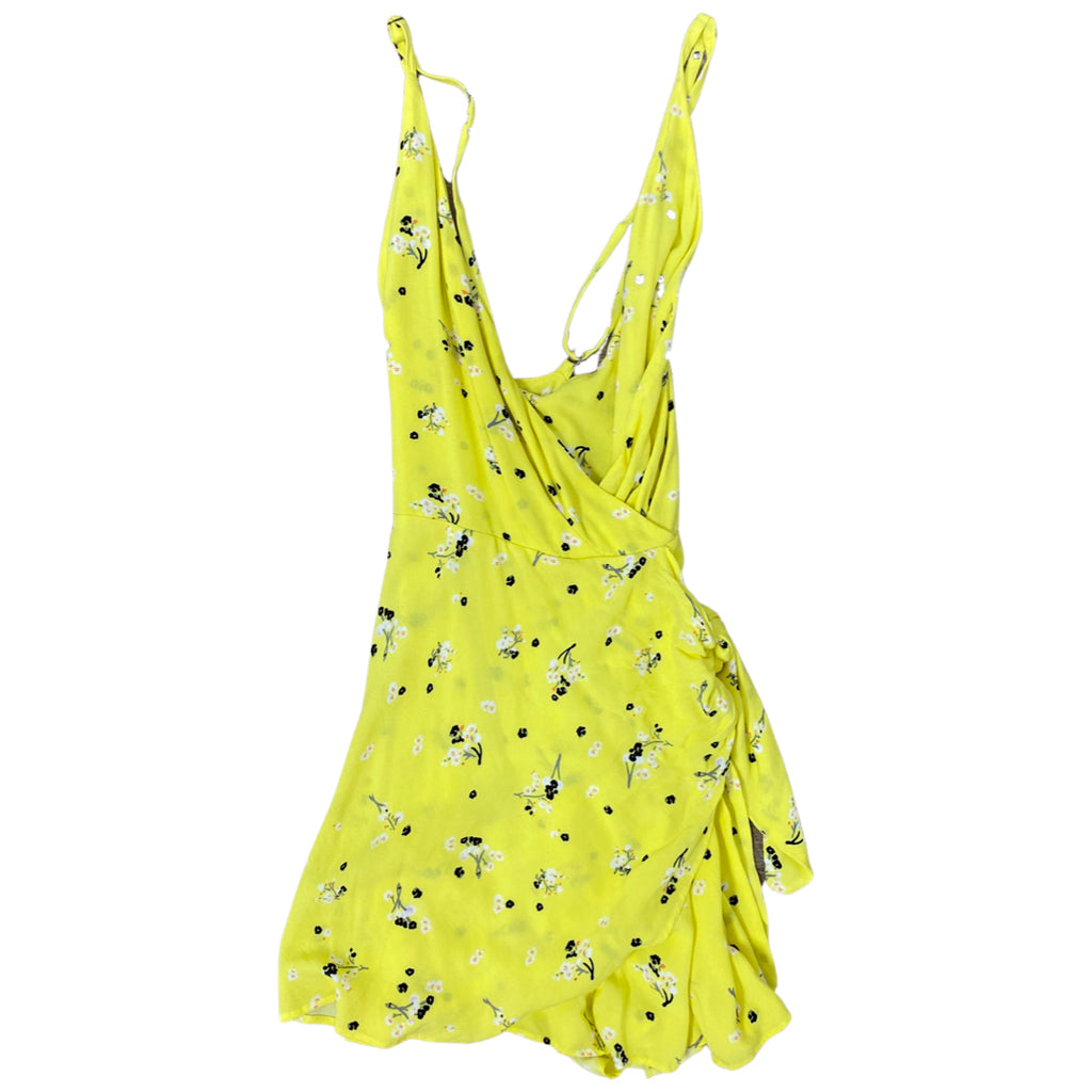 NWT! FREE PEOPLE ELETRIC YELLOW FLORAL WRAP ROMPER SIZE 8