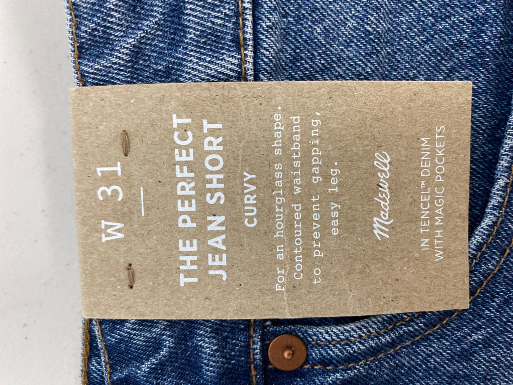 NWT! MADEWELL THE PERFECT JEAN DENIM SHORTS SIZE 31