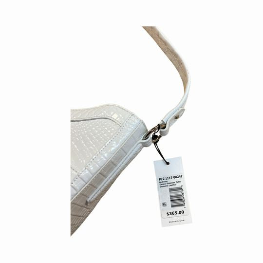 BRAHMIN BETHANY DENIM ROYAL PALM SHOULDER BAG WHITE/NAVY