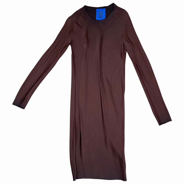ILARIA NISTRI ROQUE VISCOSE LONG SLEEVE BROWN DRESS SIZE XS