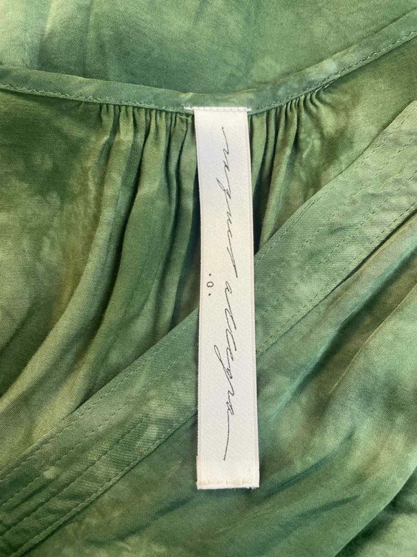 RAQUEL ALLEGRA ARMY CLOUDWASH MATTE SATIN LILAKOI ARMY GREEN DRESS SIZE 0