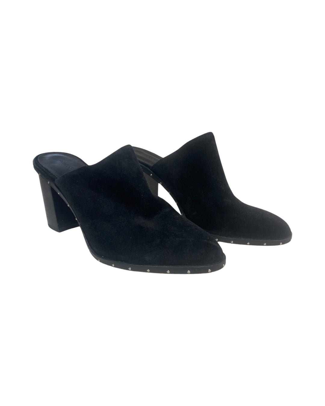 REBECCA MINKOFF BLACK SUEDE STUDDED CLOG SIZE 8.5