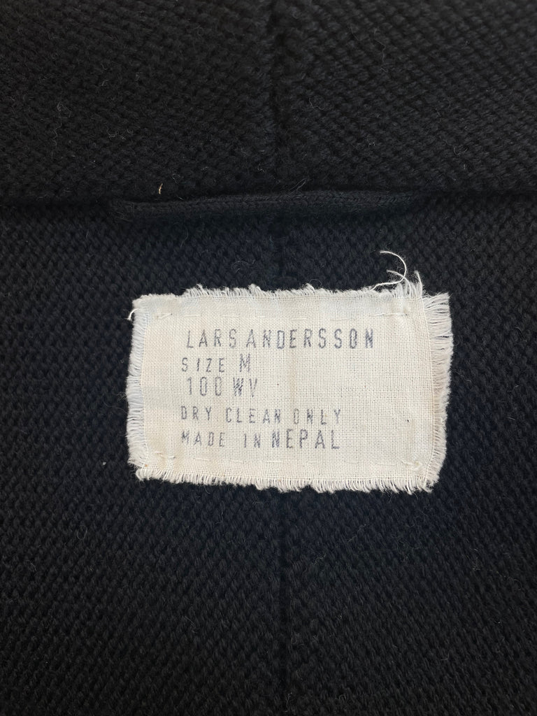 LARS ANDERSSON WOOL BELTED BLACK SWEATER SIZE M