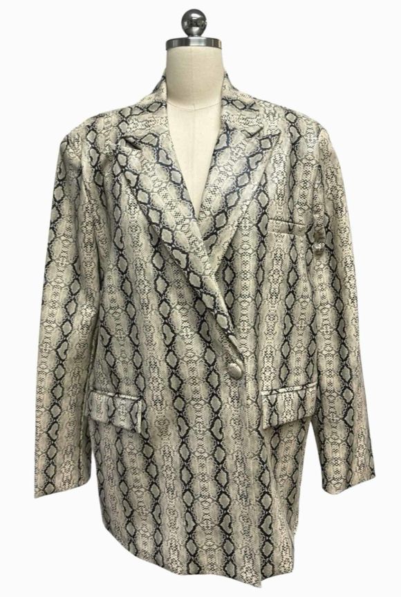 4TH & RECKLESS OVERSIZED CAMILLE SNAKE PRINT SNAKE PRINT BLAZER SIZE M