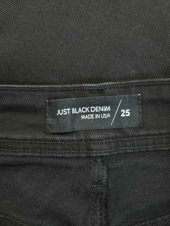 JUST BLACK HIGH RISE RAW HEM WIDE LEG BLACK JEANS SIZE 25