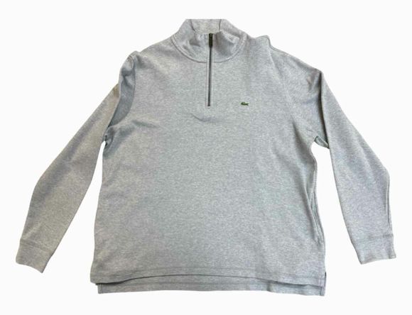LACOSTE HEATHERED QUARTER ZIP GRAY SWEATER SIZE XXL