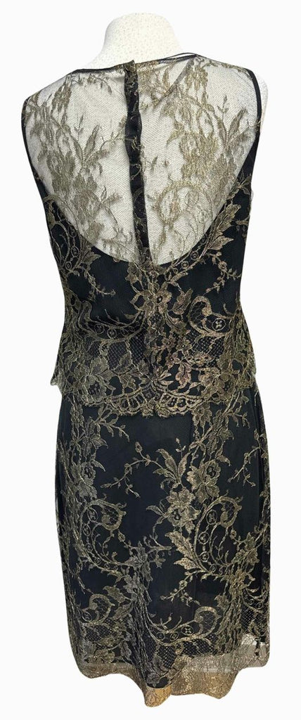 ELLEN TRACY NWT! GILDED LACE OVERLAY BLACK/GOLD SKIRT AND SHELL SET SIZE 12