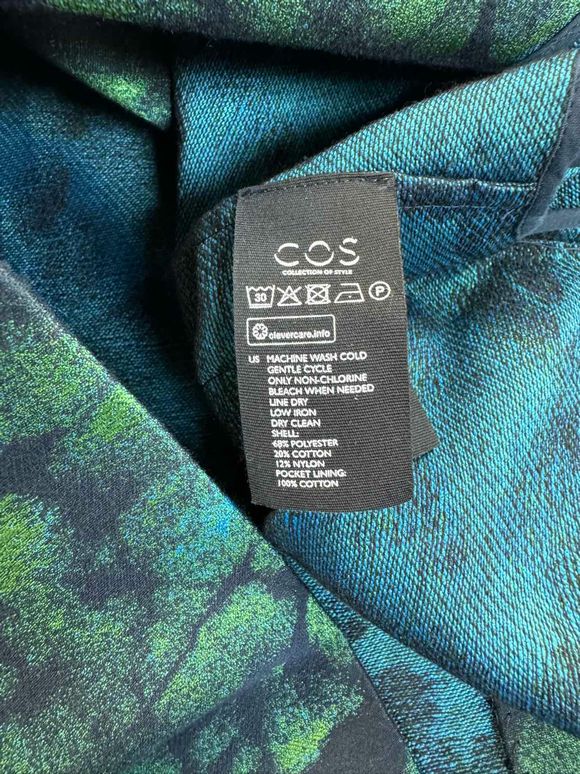 COS NWT! TAILORED JACQUARD BLUE/GREEN COAT SIZE 8