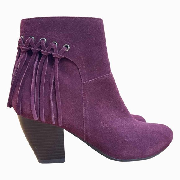 VANELI SUEDE FRINGE MAROON BOOTIE SIZE 7.5