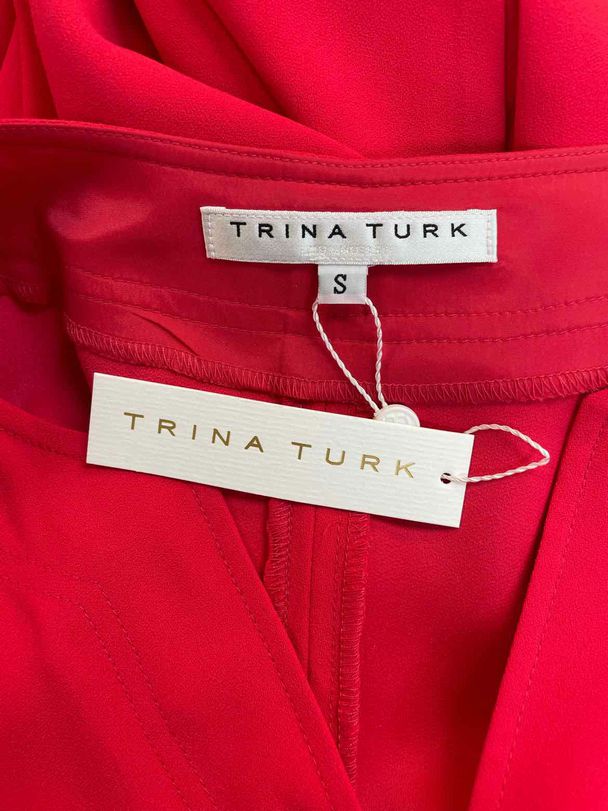 TRINA TURK NWT! CREPE SPLIT NECK RED DRESS SIZE S